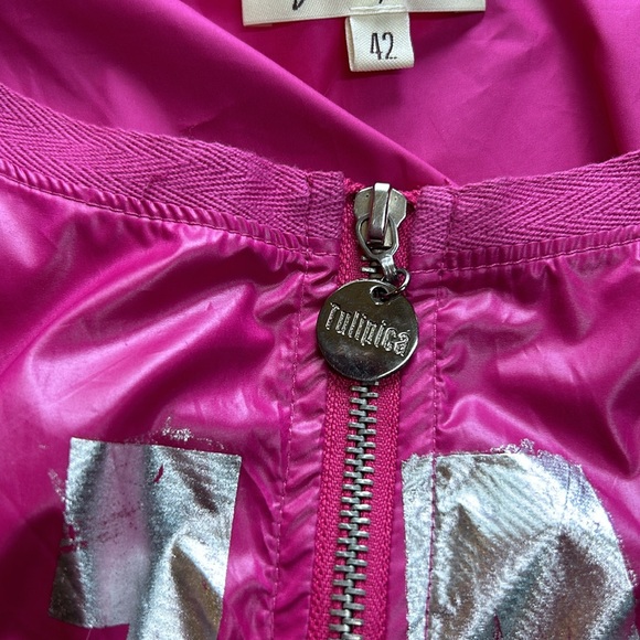 Tulipica Pink Silver Short Sleeve Pockets Windbreaker | Size XXL - Picture 7 of 8